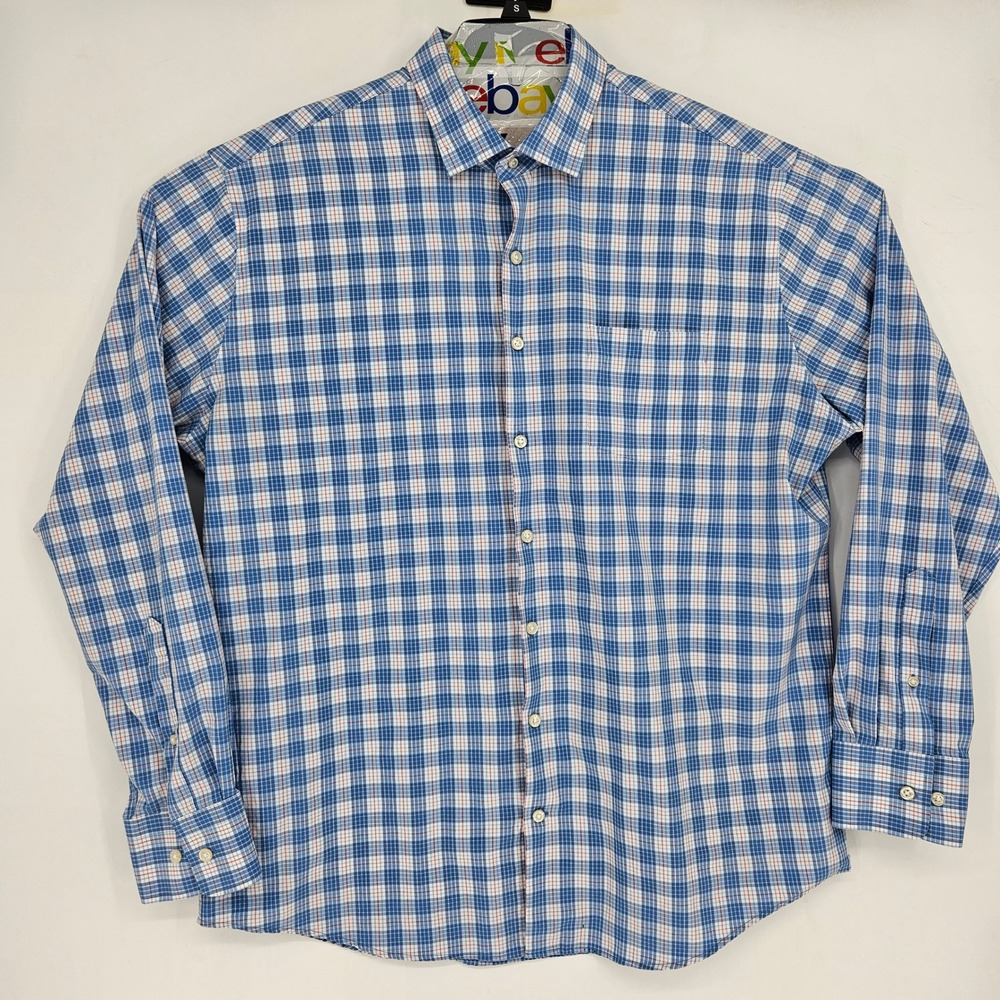 Peter Millar Shirt Mens XL Summer Comfort Plaid Button Down Long Sleeve Preppy